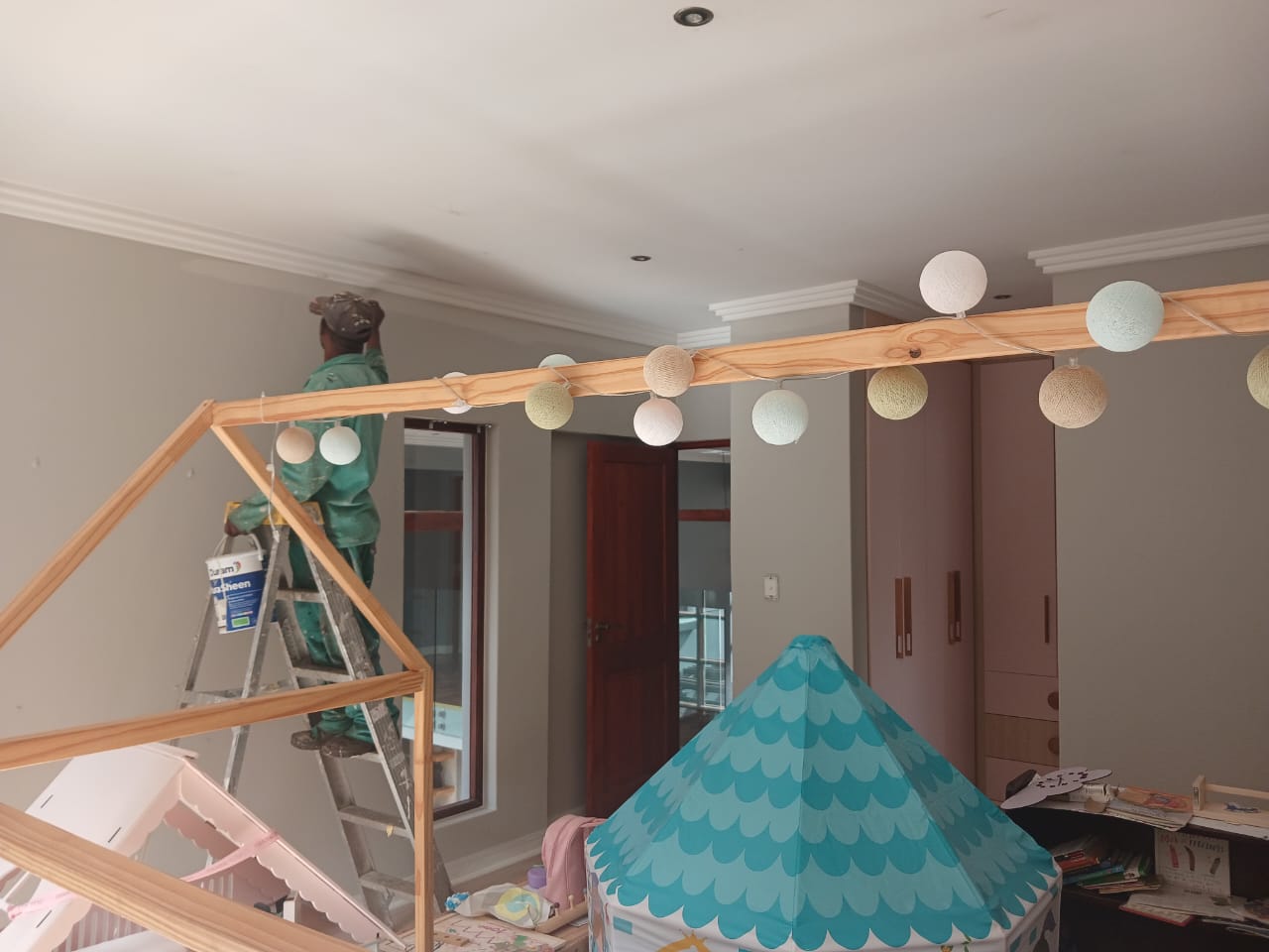 Contractor rolling interior walls